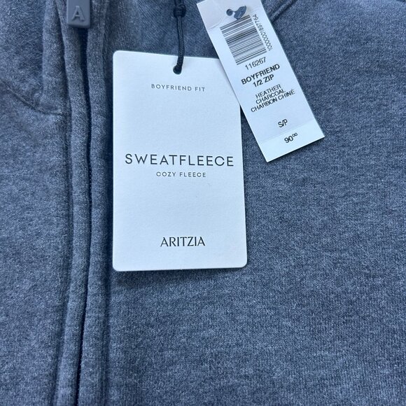NWT Aritzia Cozy Sweatfleece Boyfriend 1/2 Zip Sweatshirt - Picture 2 of 7
